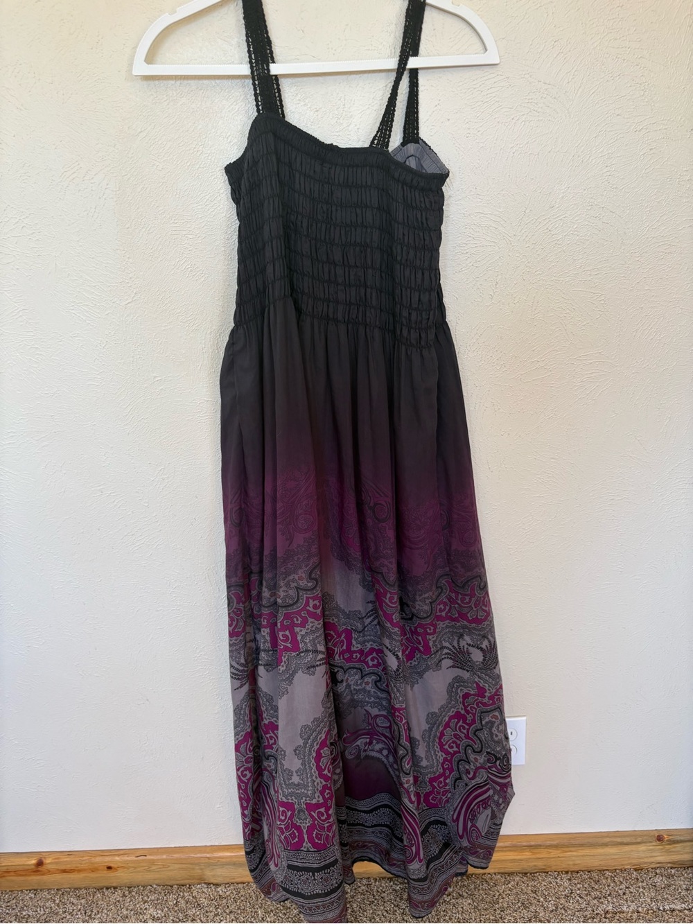 Free People Black and Purple Ombre Paisley Maxi Dress
